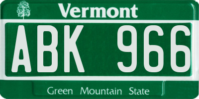 VT license plate ABK966