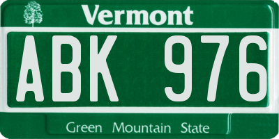 VT license plate ABK976