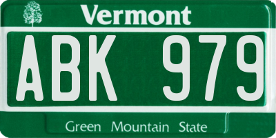 VT license plate ABK979