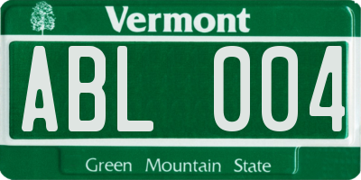 VT license plate ABL004