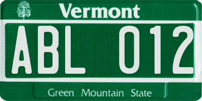 VT license plate ABL012