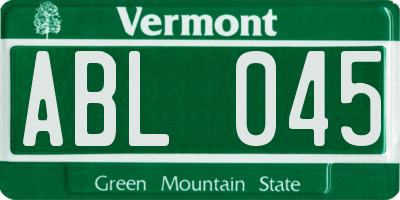 VT license plate ABL045