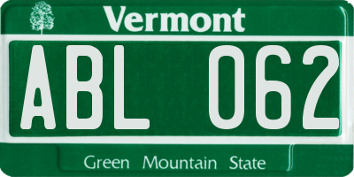 VT license plate ABL062