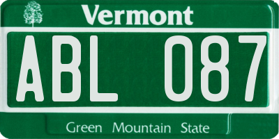 VT license plate ABL087
