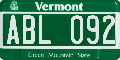VT license plate ABL092
