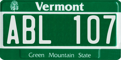 VT license plate ABL107