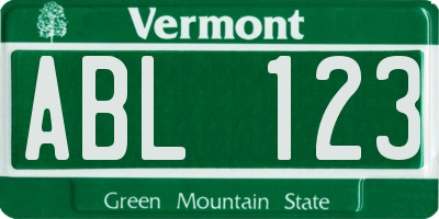 VT license plate ABL123