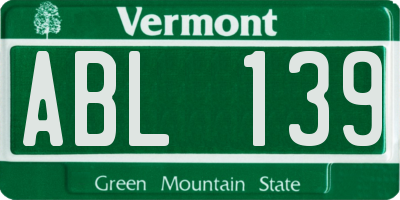 VT license plate ABL139
