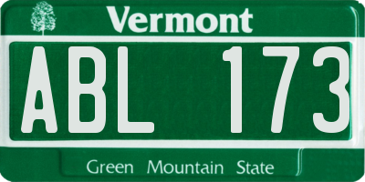 VT license plate ABL173