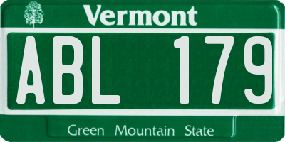 VT license plate ABL179