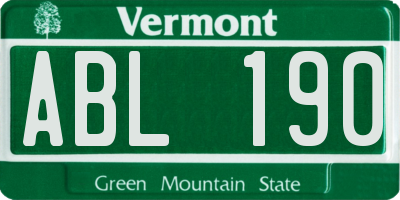 VT license plate ABL190