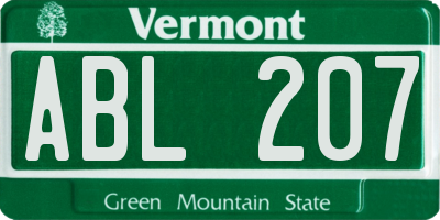 VT license plate ABL207