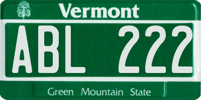 VT license plate ABL222