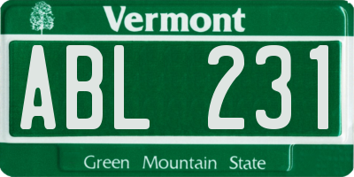 VT license plate ABL231