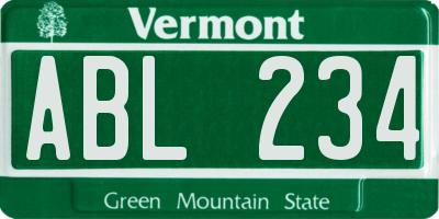 VT license plate ABL234