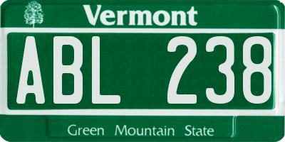 VT license plate ABL238