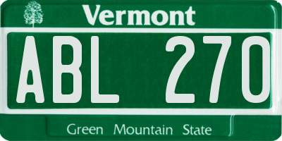 VT license plate ABL270
