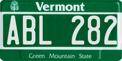 VT license plate ABL282