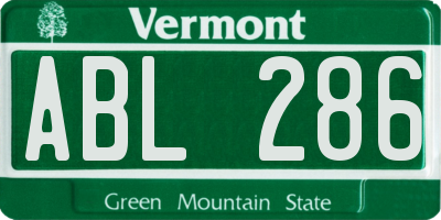 VT license plate ABL286