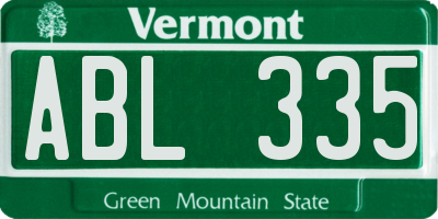 VT license plate ABL335