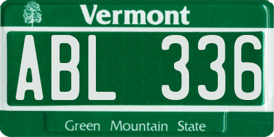 VT license plate ABL336