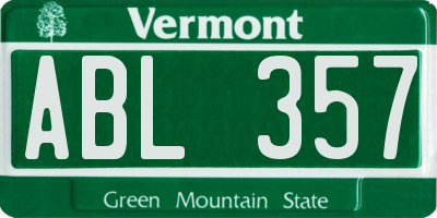VT license plate ABL357