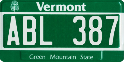 VT license plate ABL387