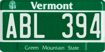 VT license plate ABL394