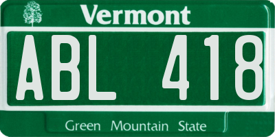 VT license plate ABL418