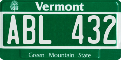 VT license plate ABL432