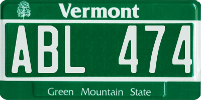 VT license plate ABL474