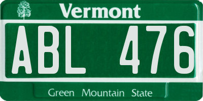 VT license plate ABL476