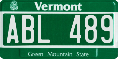 VT license plate ABL489