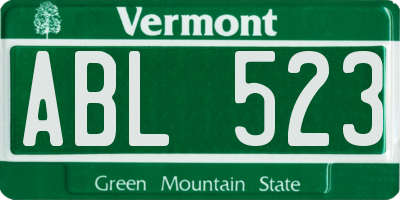 VT license plate ABL523