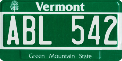 VT license plate ABL542