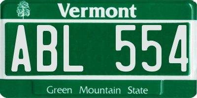 VT license plate ABL554