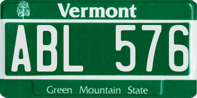 VT license plate ABL576