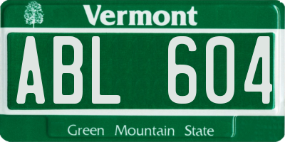VT license plate ABL604