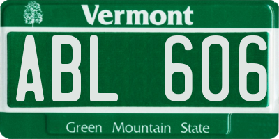 VT license plate ABL606