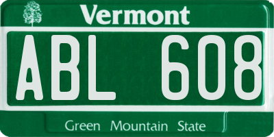 VT license plate ABL608