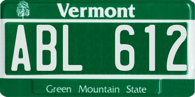 VT license plate ABL612