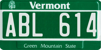 VT license plate ABL614