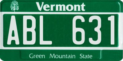 VT license plate ABL631