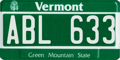 VT license plate ABL633