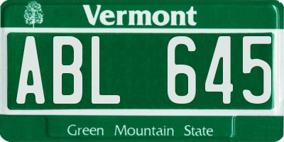 VT license plate ABL645