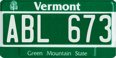 VT license plate ABL673