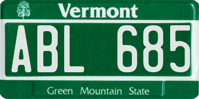 VT license plate ABL685