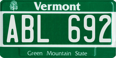 VT license plate ABL692