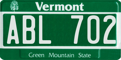 VT license plate ABL702