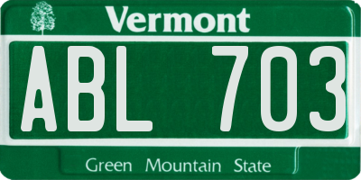 VT license plate ABL703